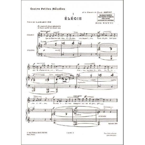 Quatre Petites Melodies Pour Chant Et Piano